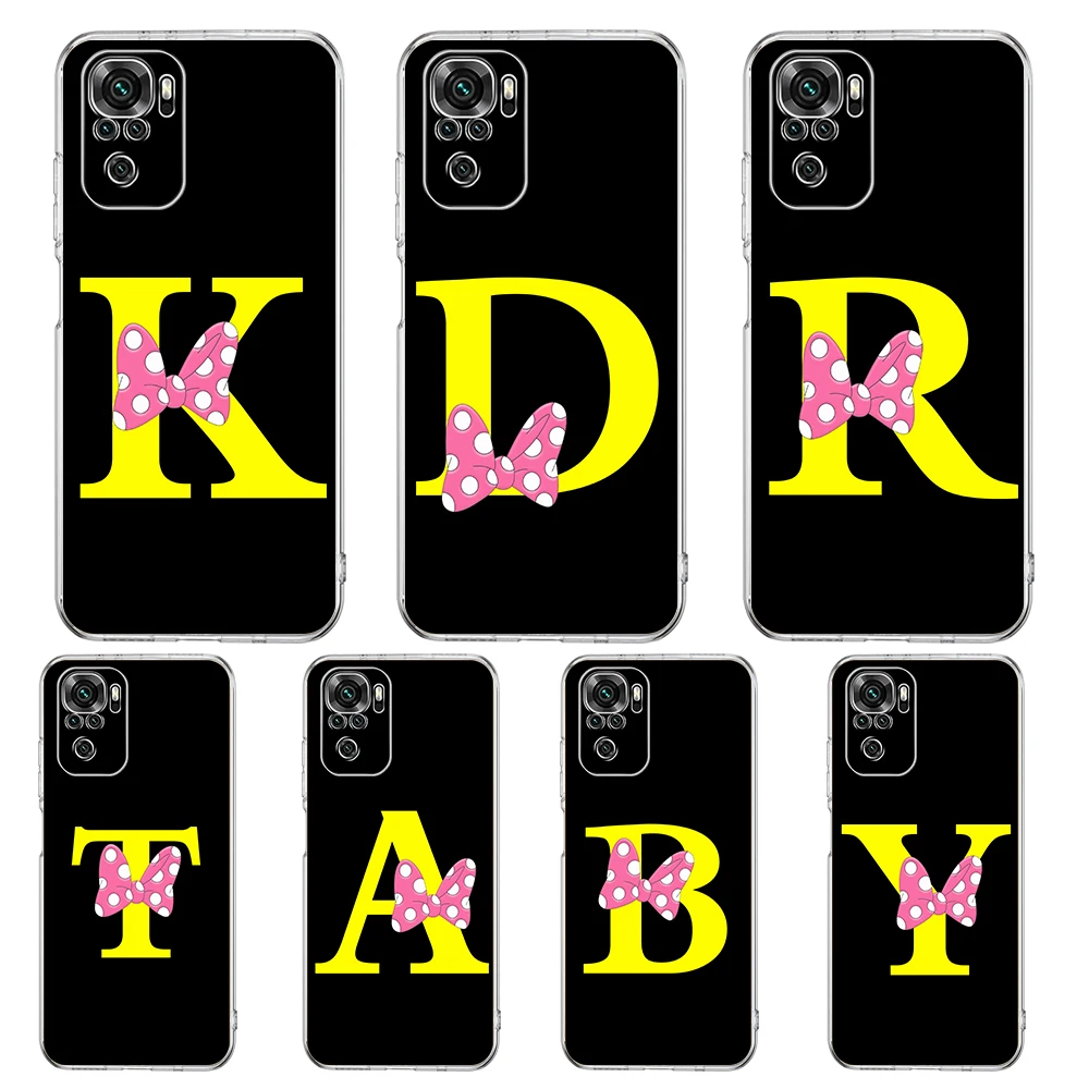 

Alphabet Letter Transparent Phone Case For Redmi K40 8A 9A 9C 7 8 8T 9 9S 10 Pro Gaming Note 11 11T 12T 10 Plus Luxury Shell Bag
