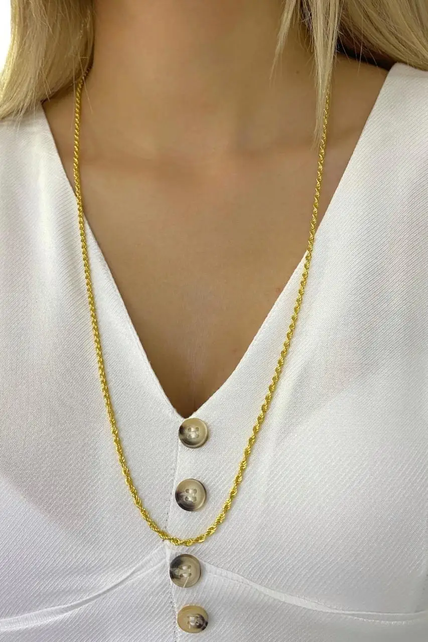 

60 cm Gold Workmanship Auger Chain Model 925 Silver Necklace