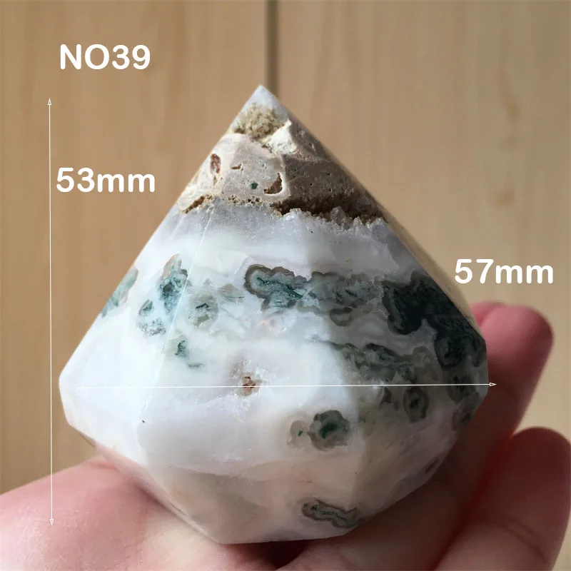 Натуральный зеленый мх агат резьба алмазная башня хрустальная пирамида