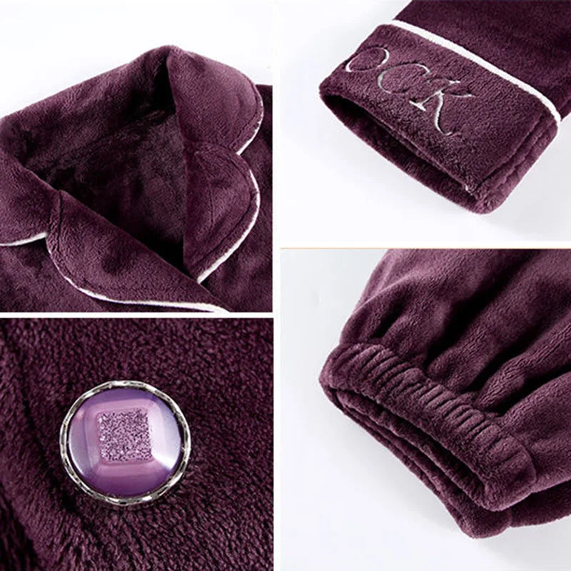 Новый женский Повседневный Пижамный костюм теплый осенне-зимний из кораллового