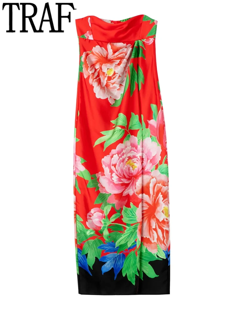 Платье-макси летнее с открытыми плечами без рукавов цветочным принтом - купить по