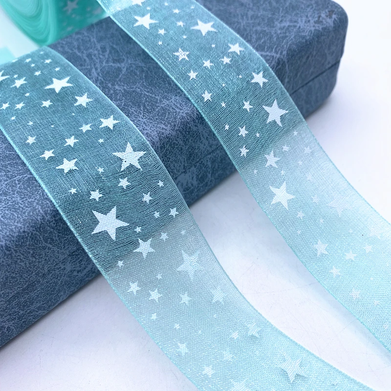 Новинка 25 мм 5 ярдов лента из органзы с принтом в виде пентаграммы ремесло сделай