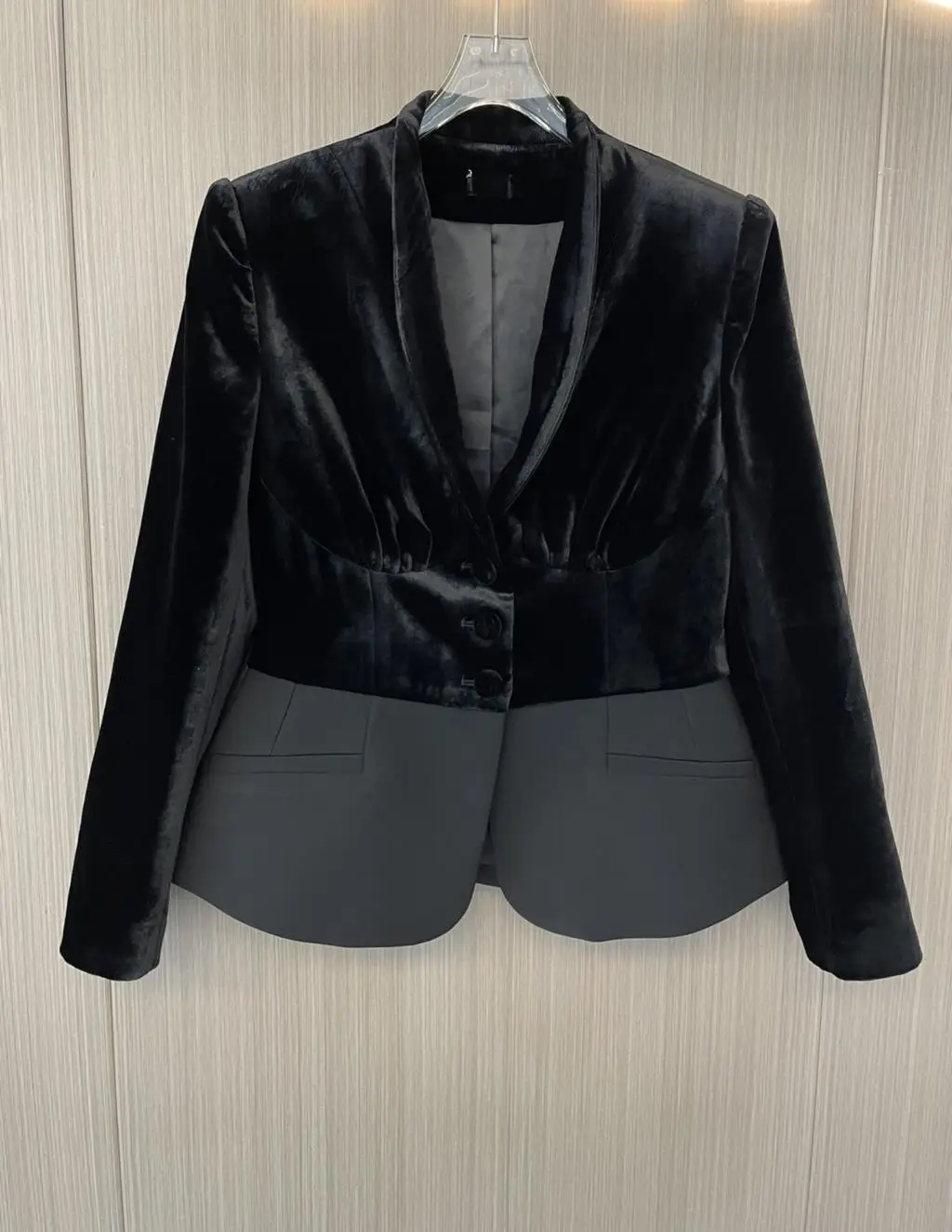 

Новинка Осень-зима 2023, шелковое бархатное пальто для костюма, эксклюзивная атмосфера, трехмерный Тип верхней части тела,