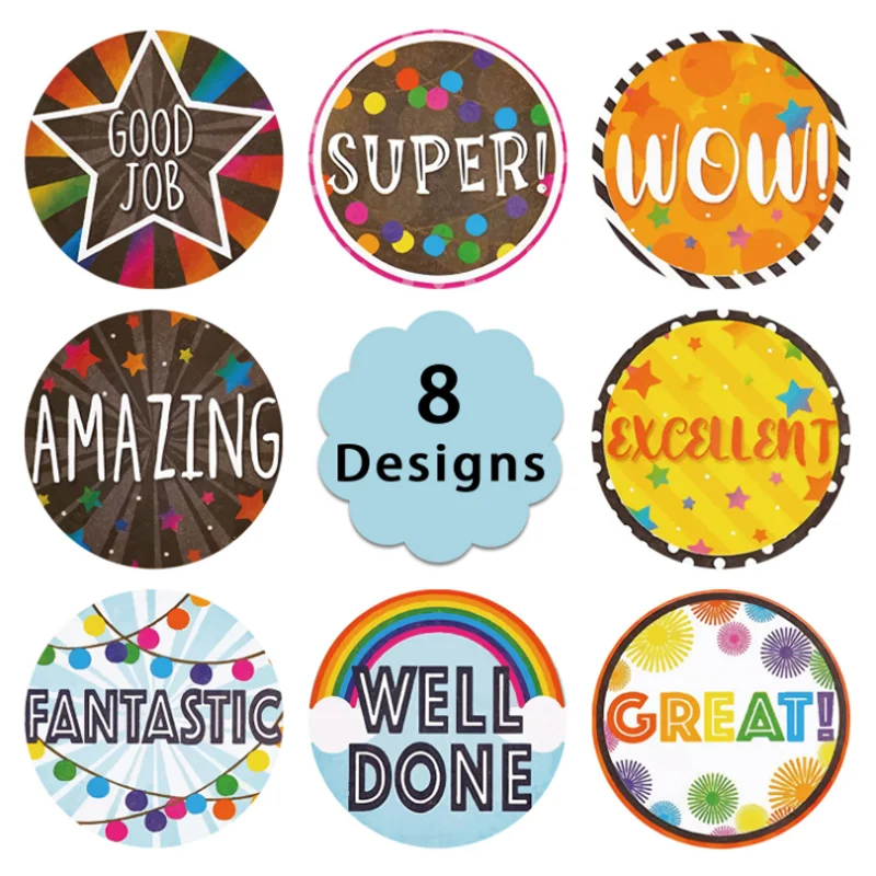 

Cartoon Word Motivational Stickers 1inch 2.5cm Decor Sticker For Child Stationery School Reward Incentive Sticker 500pcs /roll