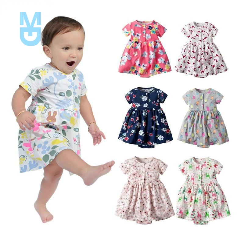 

New 2022 Summer Short Baby Dress For Girls Baby Clothing Infant Dress Flower born-24m Girl Costume