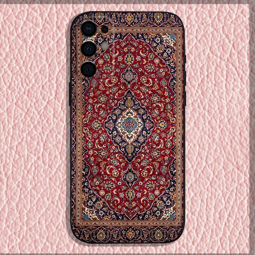Persian Carpet Floral Pattern Phone Case For Samsung S24 S21 S22 S23 S30 Ultra S20 Plus Fe Lite Note 10 9 5G Black Soft Shell