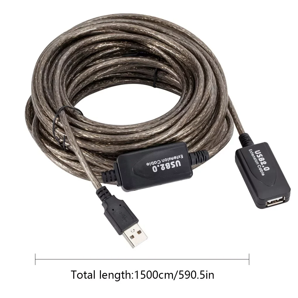 

15M/10M/5M USB 2.0 Extension Cable High Speed Male To Female Extension Cord Wire USB Adapter for PC Laptop Keyboard