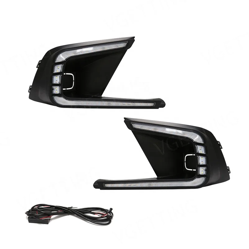 

Daytime Running Light DRL Dual Color Turn Signal Front Bumper Led Fog Driving Lamp For 2021 2022 Car Accessories