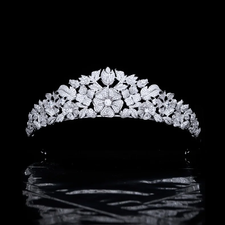 

European and American New Exquisite Flower Zircon Bridal Headdress Wedding Crown High-End Cross-Border Wedding Hair Accessories