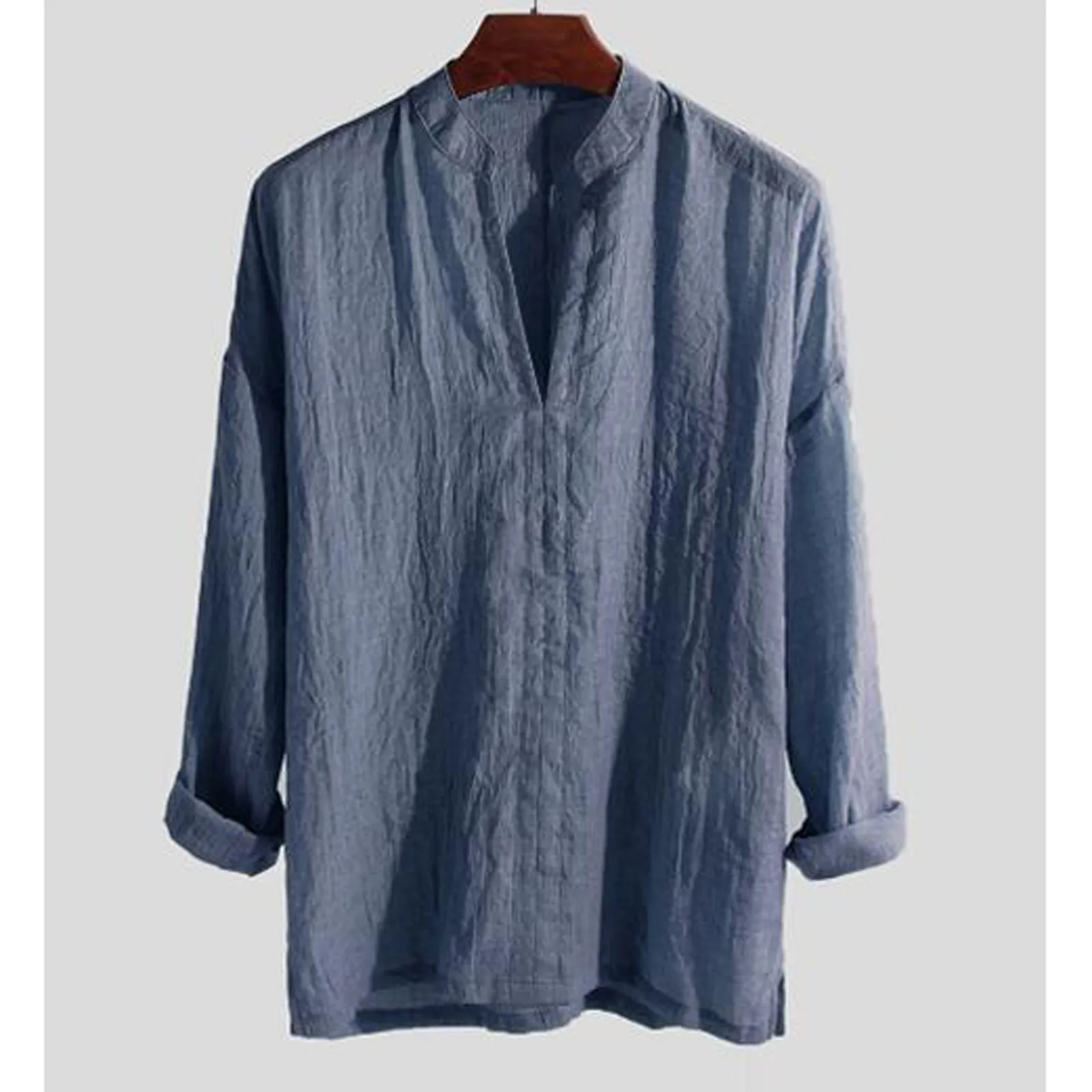 

Shirt Men Casual Long Sleeve Oversize Tops Neck Boho Style Mens Shirts Plus Size Tees