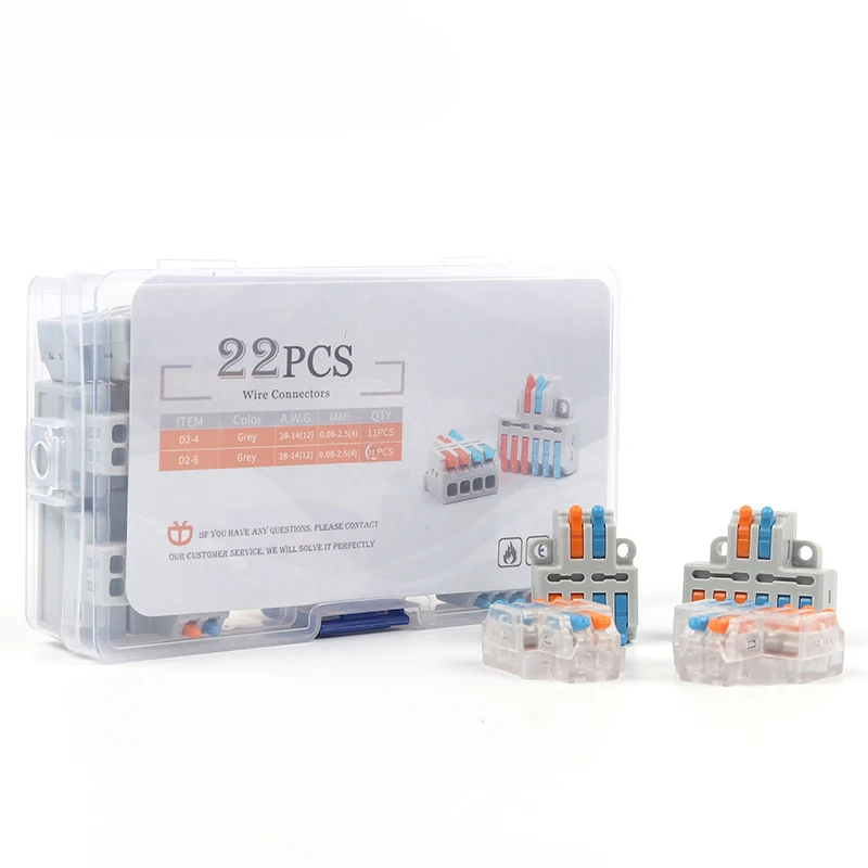 

Boxed Compact Splicing Wire Connectors 2 Pin into 4/6 Pin Out With Lever Connector Kit Quick Wiring Connectors For AWG 28-12