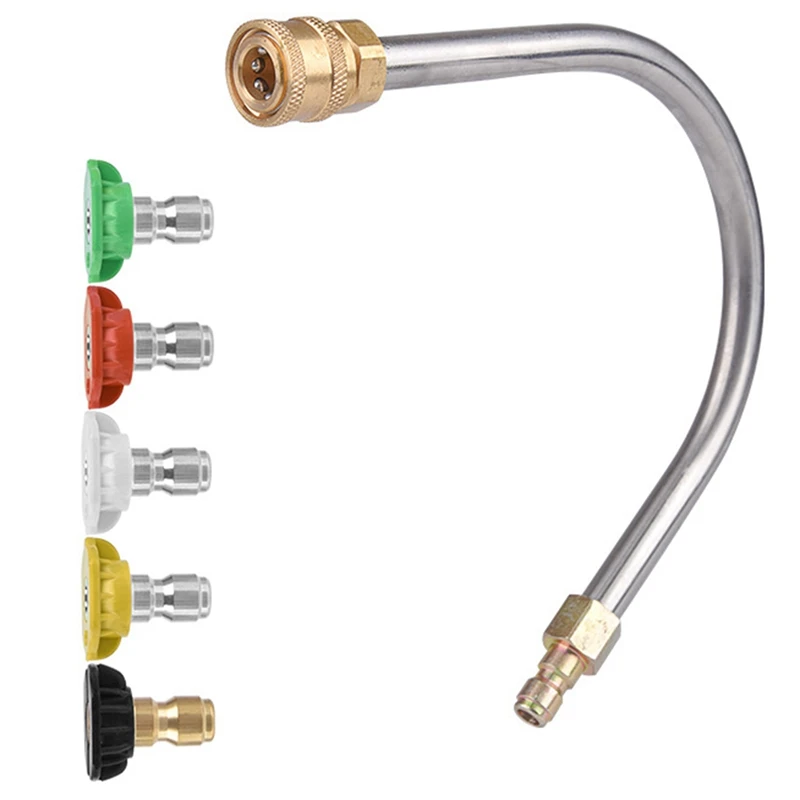 

High Pressure Car Wash Water Sprayer Extension Elbow 1/4 Quick Connection No Dead Angle 360 Degree Extension Rod