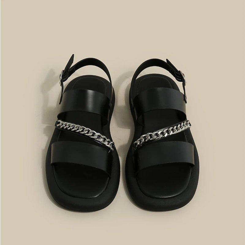 

Сандалии женские на платформе, дизайнерская Брендовая обувь, спортивные босоножки с цепочкой и открытым носком, модные босоножки на толсто...