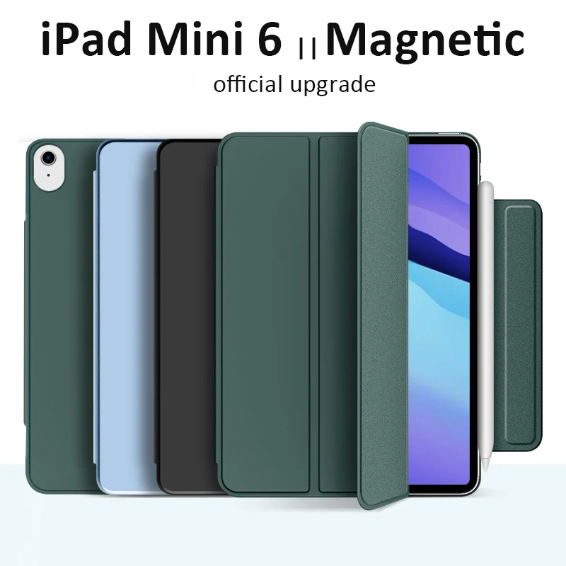 

Новинка 2021, Магнитный флип-чехол для iPad Mini 6, умный чехол без краев для iPad Mini 6, 8,4 дюйма, чехол-подставка из искусственной кожи