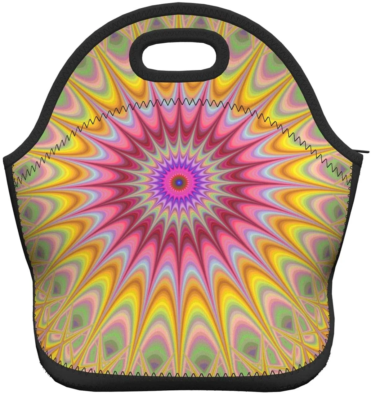 

Vintage Boho Style Mandala Flower Neoprene Lunch Bag Boxs,Durable Thermal Tote Bag Organizer Cooler Bento Bags