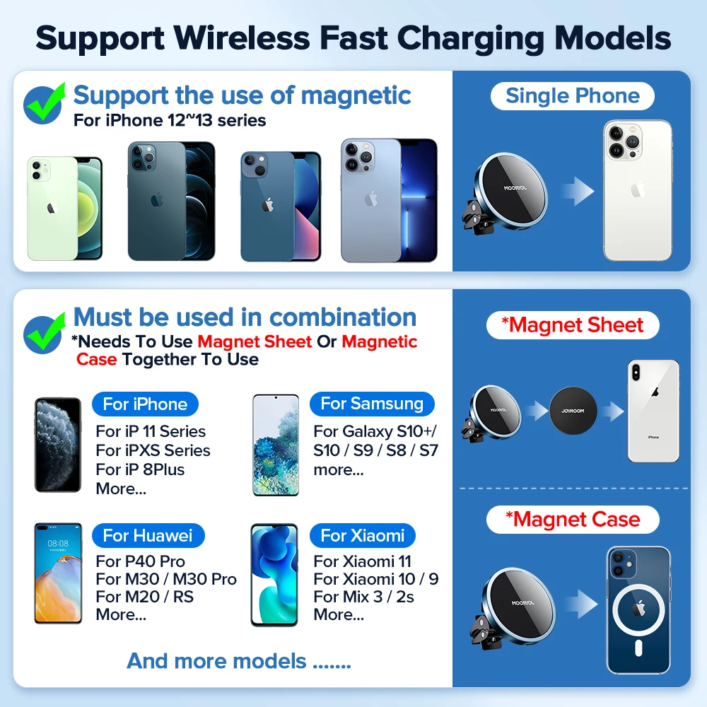 Joyroom15W Qi Magnetic Car Wireless Charger Phone Holder for iPhone 12 Pro Max Wireless Charging Car Phone Holder for iPhone 12