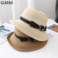 new fashion bow floppy straw sun hats summer women dome top bucket hat elegant beach caps for women wedding female cap designer