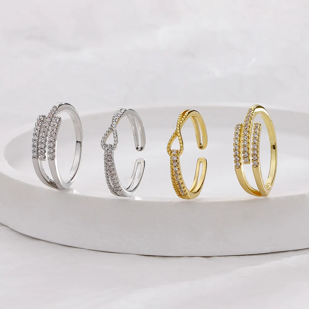 

Small Geometry Open Ring Women's Fashion Small Broken Diamond Cross Knot Personalized Ring
