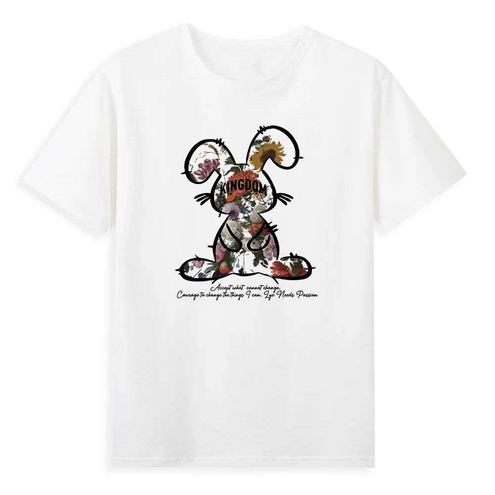 

Cotton T-shirt Fashion print Multi cute rabbit pattern High quality luxury fashion short sleeve T-shirt