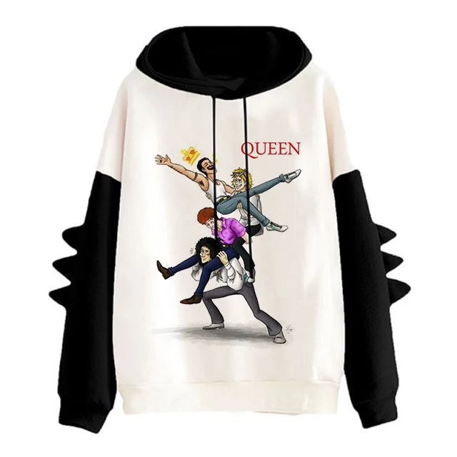 Freddie Mercury Sweatshirt Women Kawaii Queen Band Cartoon Hoodie Graphic Long Sleeve Pullover Harajuku Casual Streetwear Female images - 6