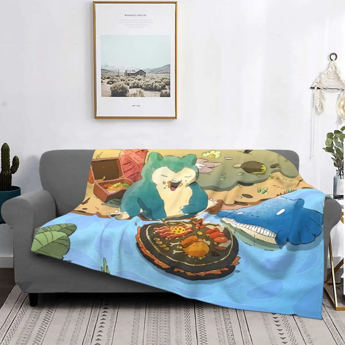 

Manga Throw Blanket for Sofa Office Bed Season Blankets 3D Printed Cute Snorlax All Comfortable Soft Flannel Sprint Anmie