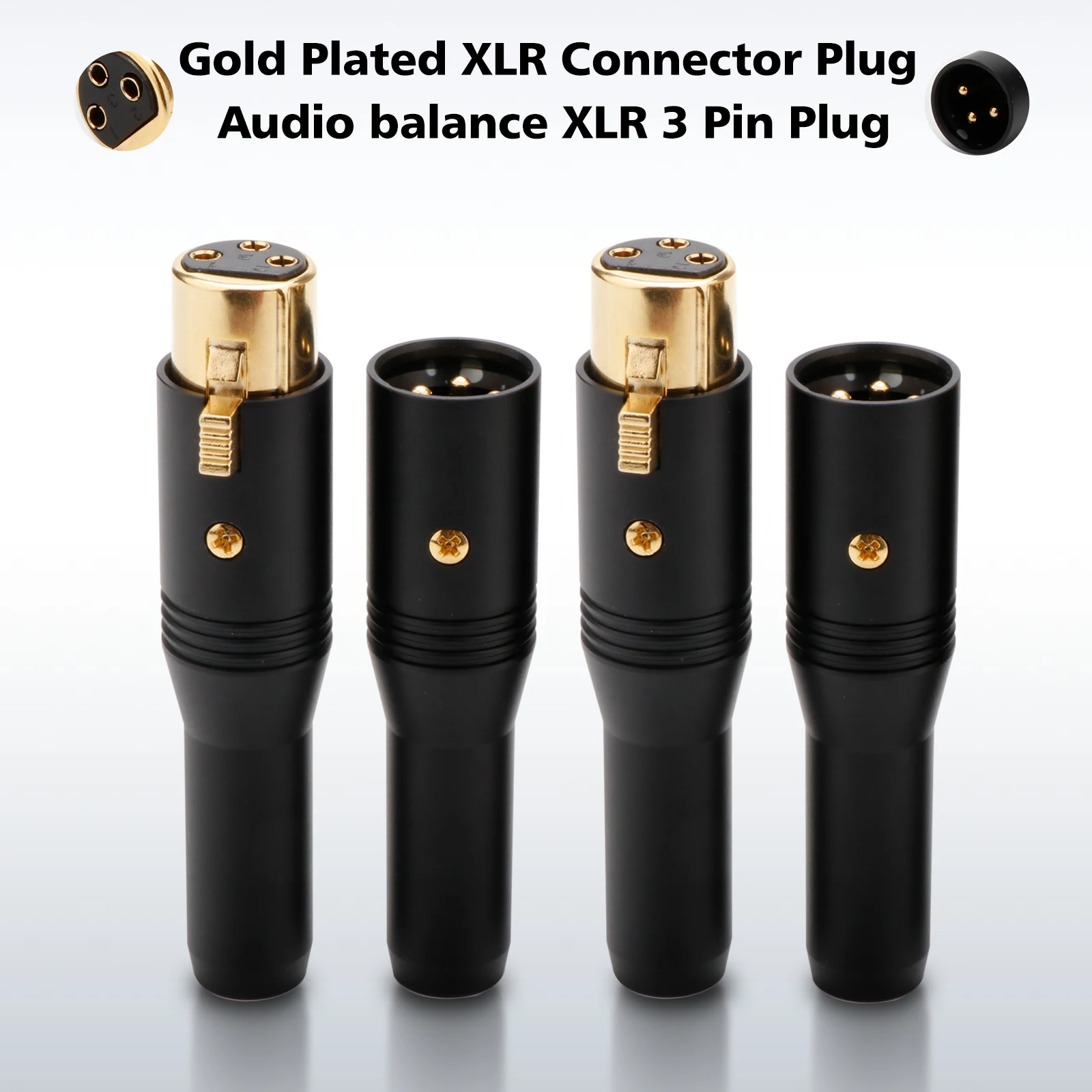 Preffair XLR 3-контактный позолоченный Соединительный штекер Аудио Баланс