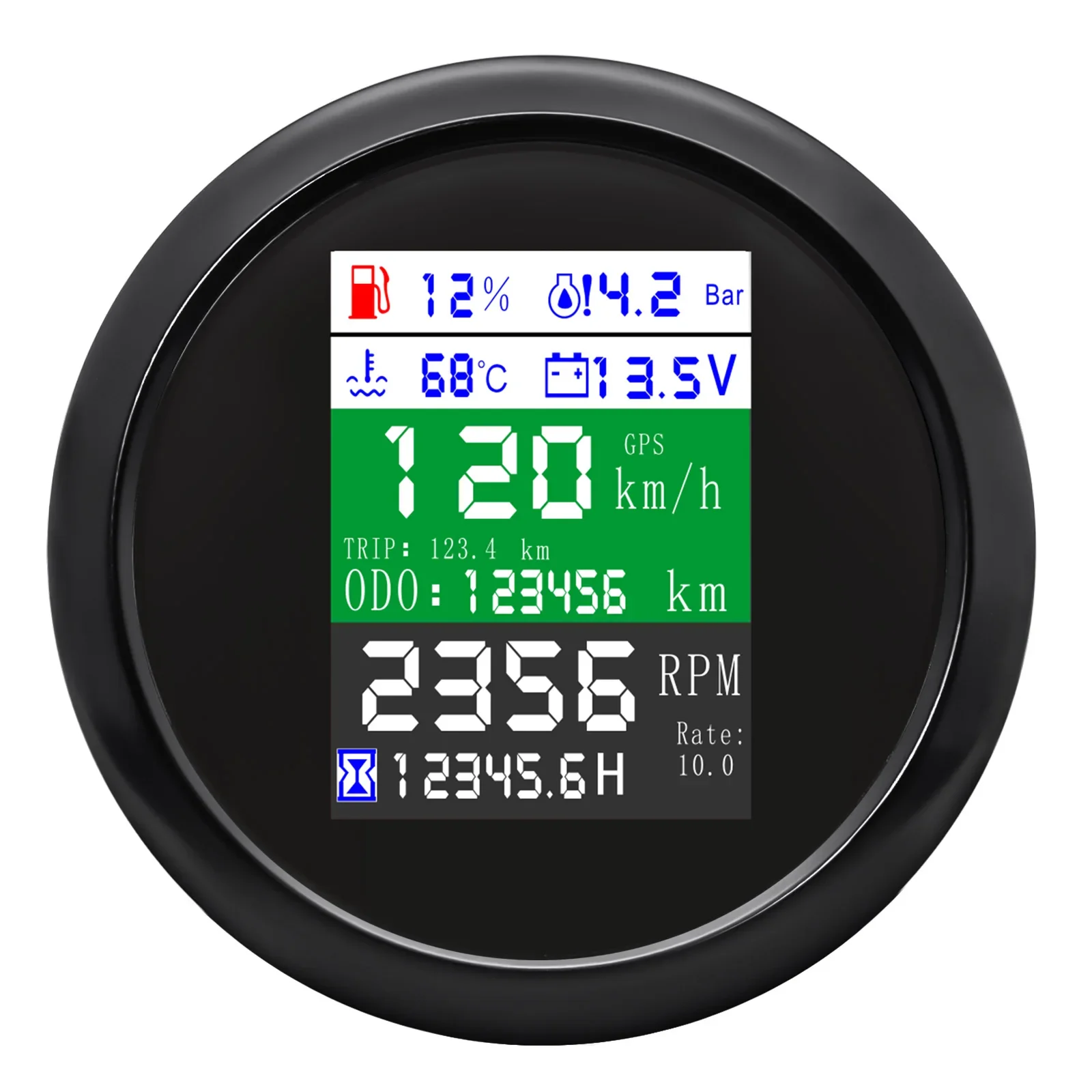 

6 в 1 85 мм GPS Спидометр Тахометр Датчик уровня топлива давление масла воды Цифровой вольтметр для автомобиля лодки морской 12 В 24 В