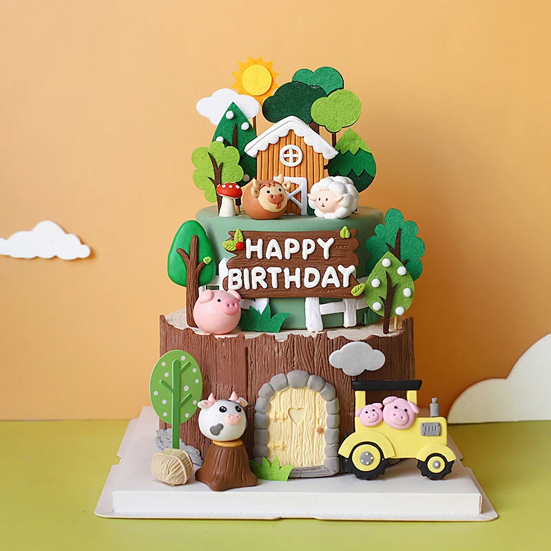 

Farm Animal Party Cake Topper Animal Cake Decoration Supplies Kid Baby Shower Birthday Party Cake Decor Farm Animal Theme