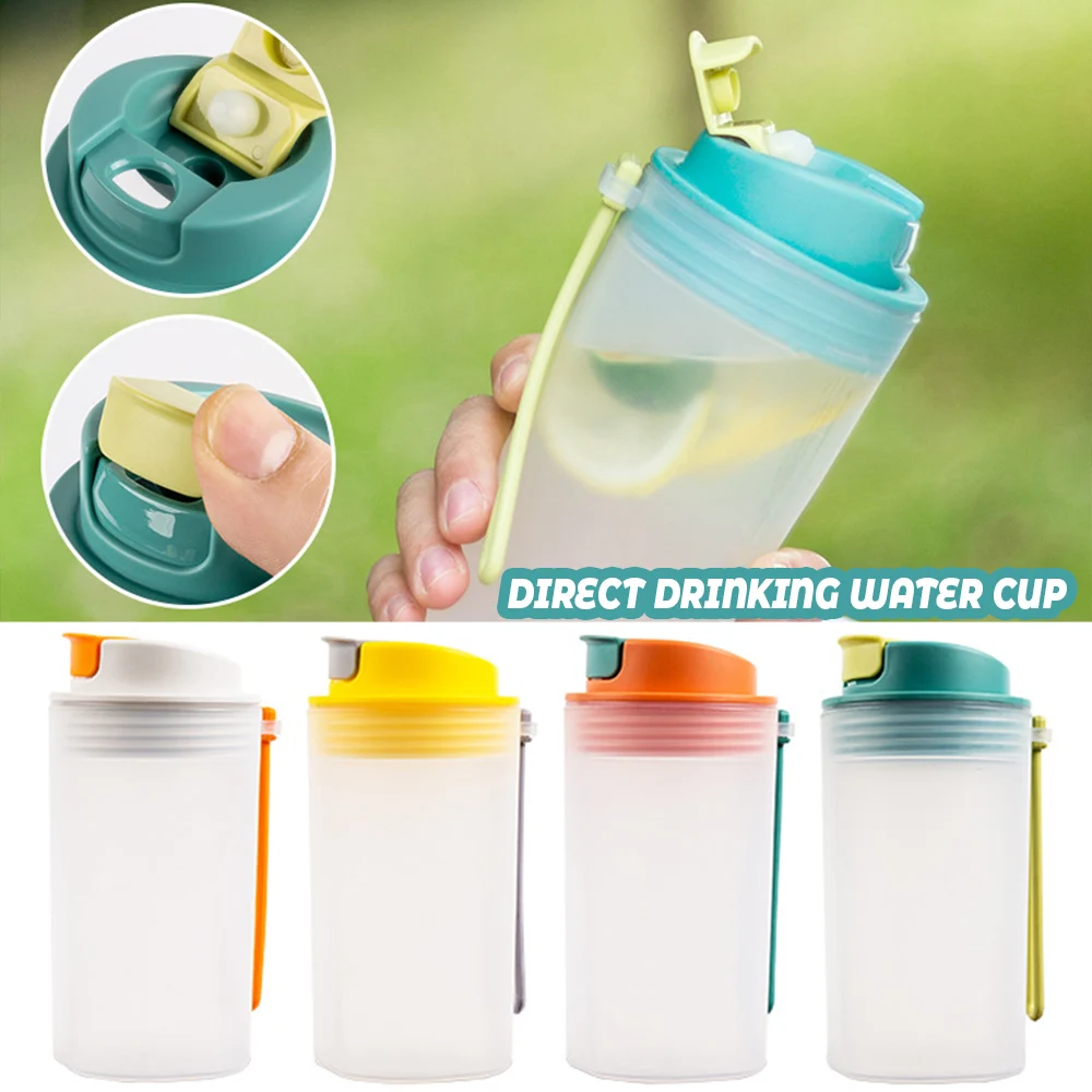 

350/500ml Plastic Water Bottles Transparent Sip Straight drink bottle Sports Water Cup Water Mug with Rope For Running Camping