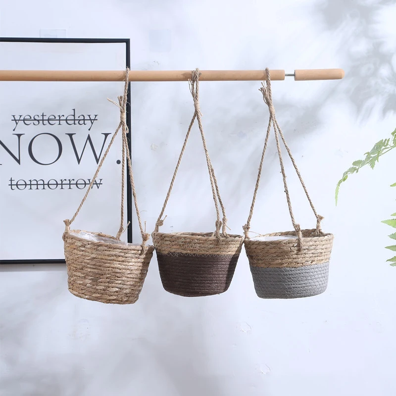 

Garden Hanging Planter Macrame Plant Storage Basket Woven Indoor Outdoor Flower Pot Holder Plant Hangers Home Decor