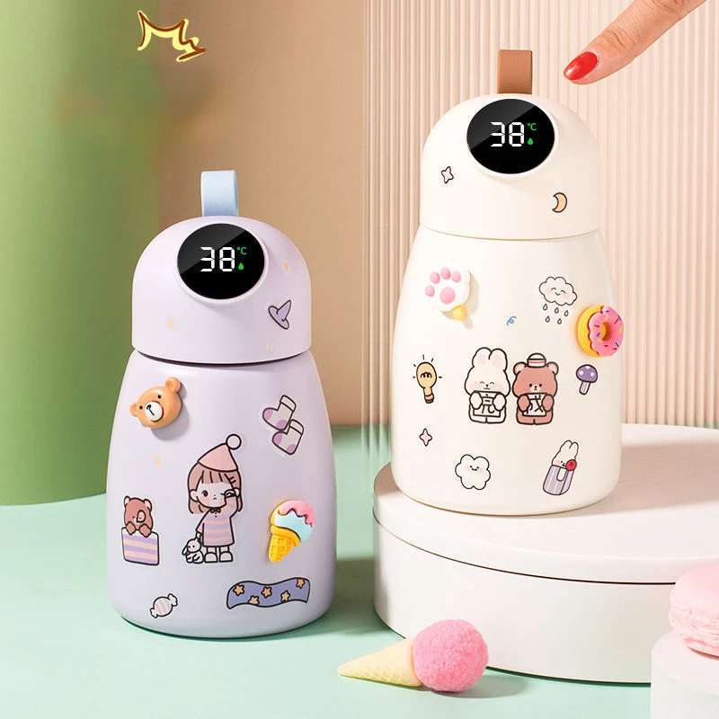 

Smart Display Water Cup 304 Stainless Steel Student High-value Pot Belly Water Cup Cute Children's Thermos Cup