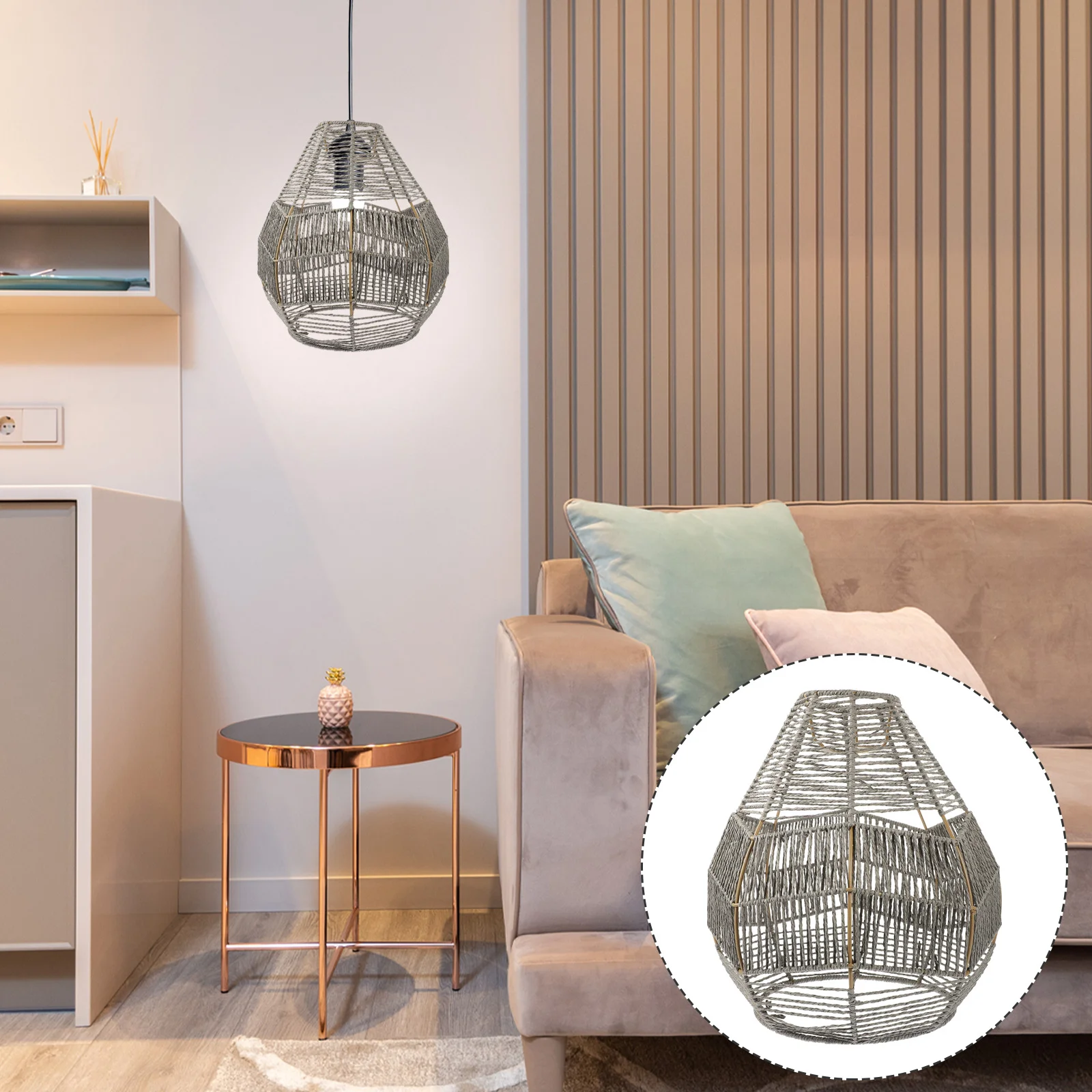 

Rattan Lampshade Imitation Pendant Woven Hanging Decorative Shades Replacement Restaurant Cover Retro Vintage