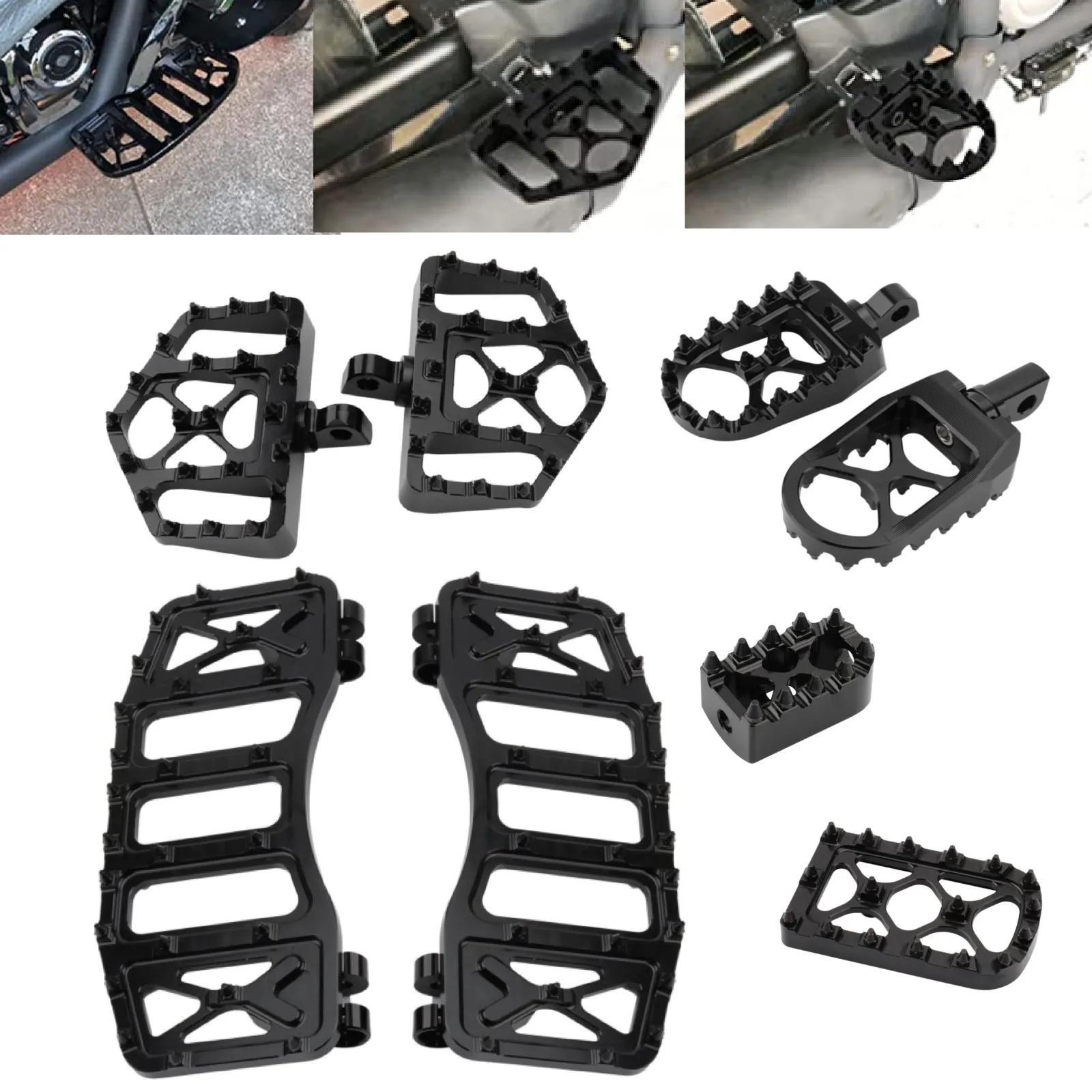 

MX Style Foot pegs Front Floorboards Footrests Pedal CNC Black For Harley Touring Road King Road Glide Softail FLST Dyna FLD Tri