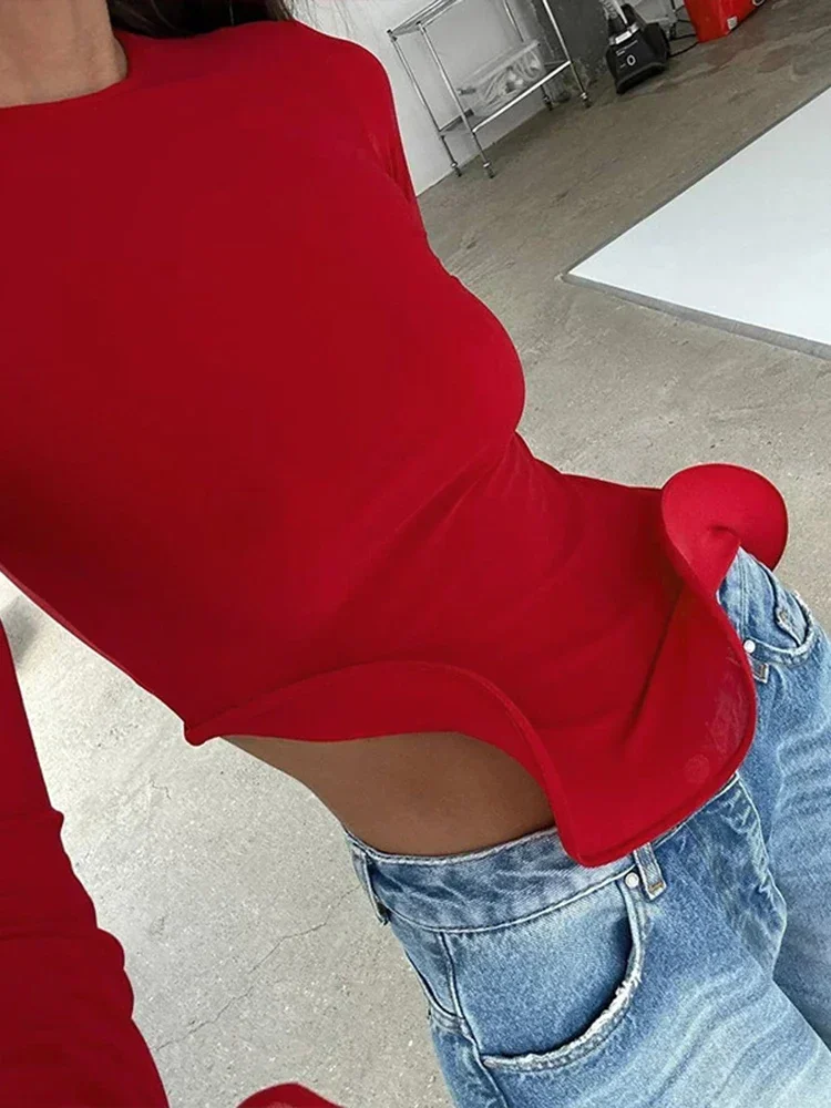 Женские укороченные топы с круглым вырезом и расклешенными рукавами