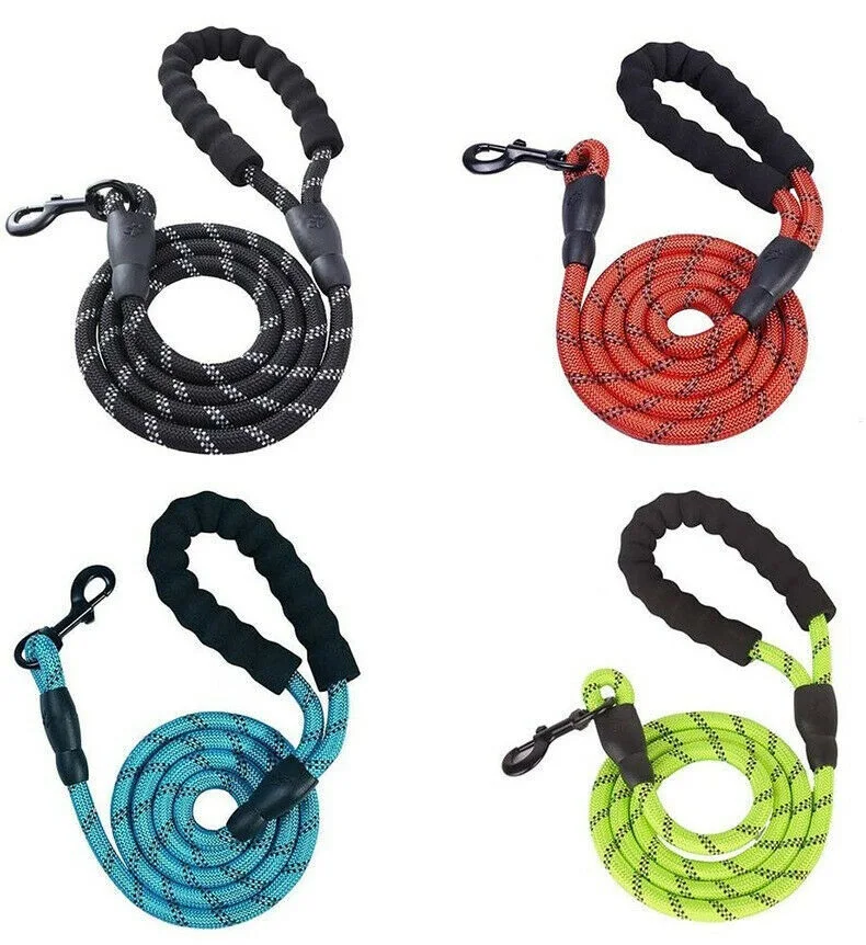 

For 5FT Dog Lead Rope Leash Walking Reflective Braide Leads Nylon Padded Soft D