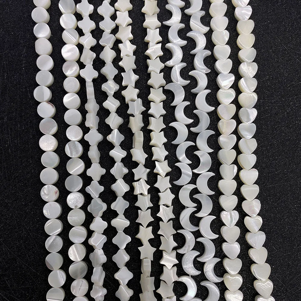 

Natural Freshwater Shell Beads Mother Of Pearl Loose Spaced Beads Moon Shape For Jewelry Making DIY Bracelet Necklace 6-12mm