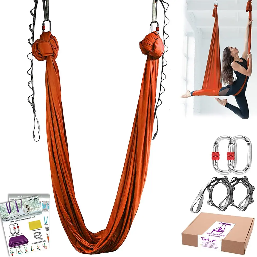 

Aerial Yoga Hammock Kit 5.5 Yards - Premium Aerial Silks Antigravity Yoga Inversion Pilates Silk Flying Yoga, Improved Flexibili