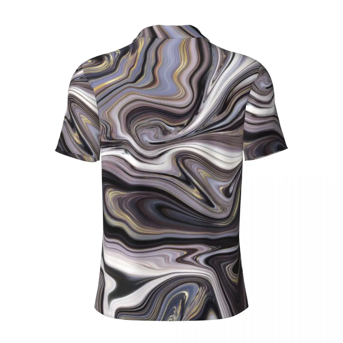 Мраморные жидкие повседневные футболки серо-белые рубашки поло с воротником Y2K