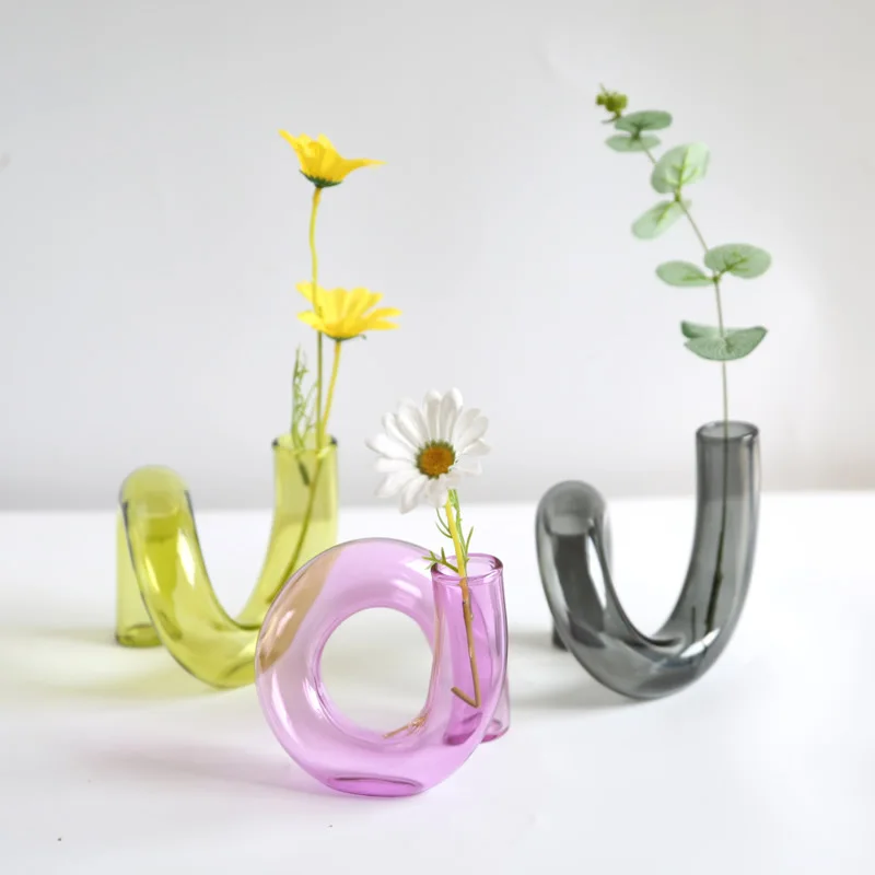 

twisted Shaped Glass Vase Hydroponics Plant Vase Candle Holder Crafts Decor For Home Living Room Glass Candlesticks Plant Flower