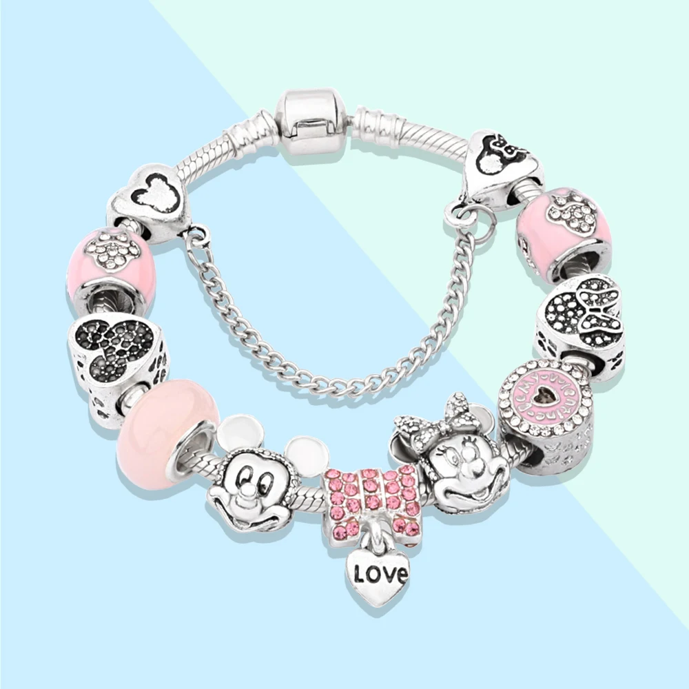 Ensemble de bracelets de perles de verre Minnie TurePink pour femmes, argent 925, lumière douce et romantique, bijoux de luxe, cadeaux d'anniversaire