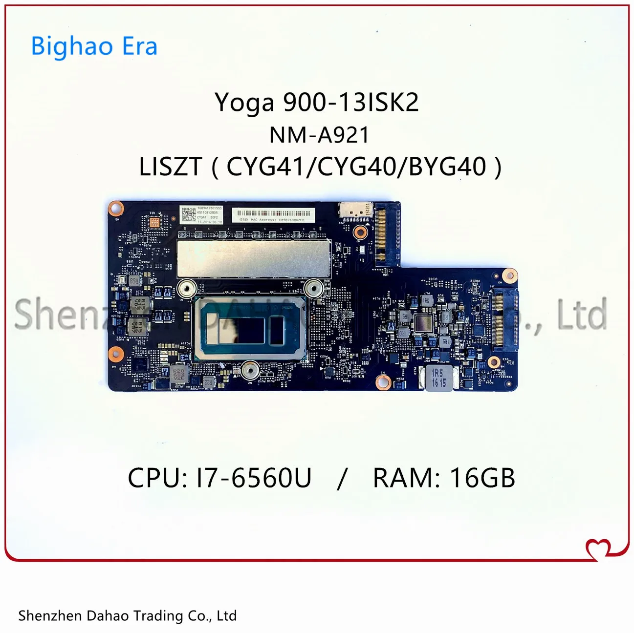 Материнская плата для ноутбука Lenovo Yoga 900-13ISK2, материнская плата 5B20L34665 со стандартным ЦПУ 2,2 ГГц 16 ГБ-ОЗУ 100%, полностью протестирована