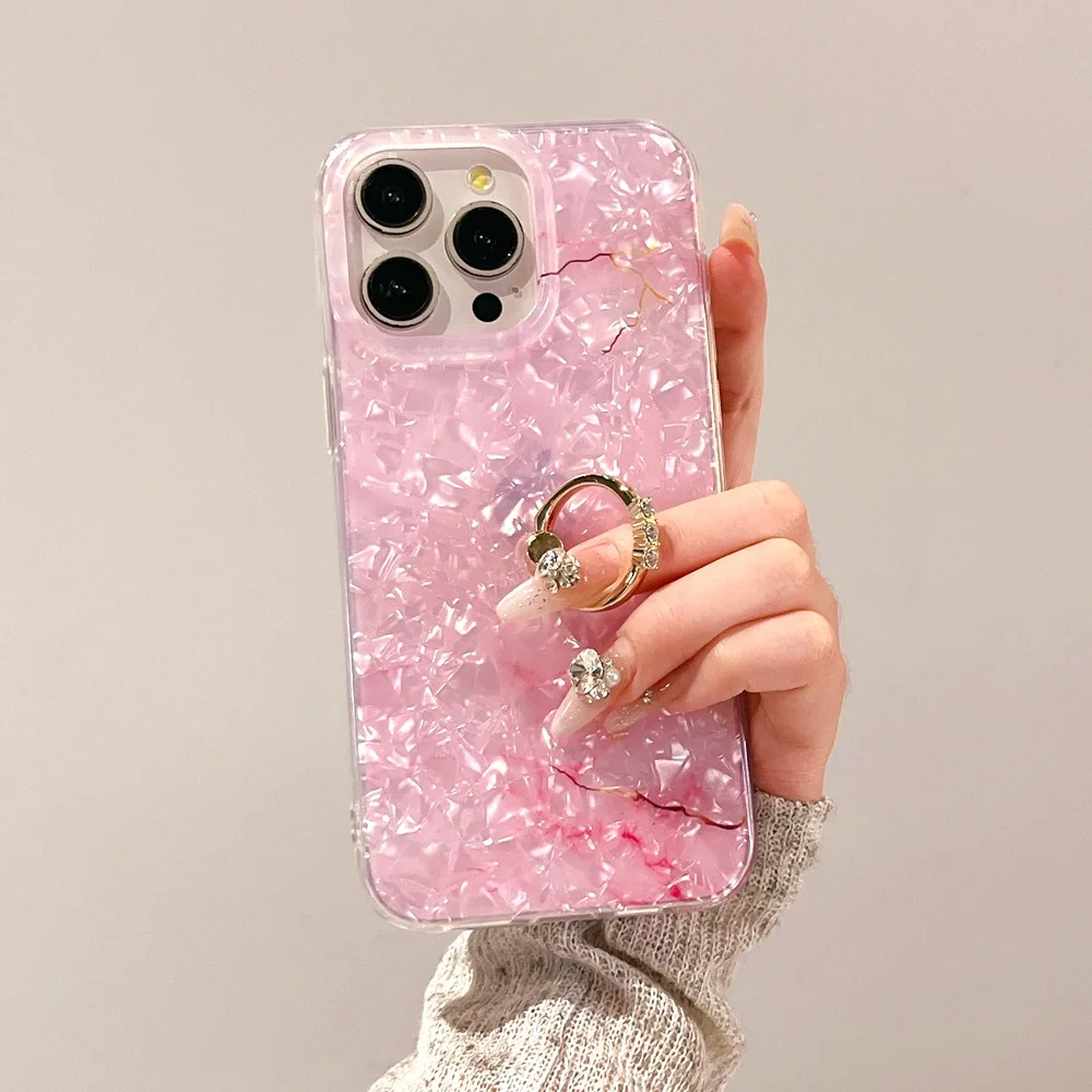 Роскошный лазерный чехол для телефона с мраморным узором и блестящим покрытием