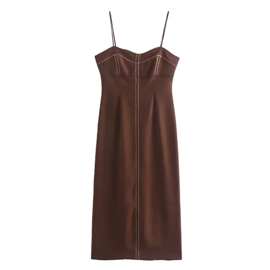 

Elmsk 2022 оптовая продажа в английском стиле летнее платье на бретелях модное ретро контрастное прямое Повседневное платье для женщин