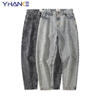 new street style pants retro washed jeans mens ins tide brand loose straight denim trousers trendy street mens clothing