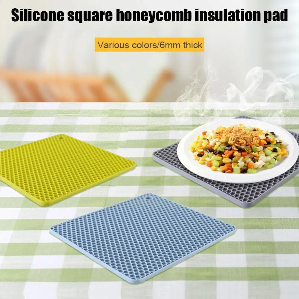 

Silicone Honeycomb Placemat Silicone Heat-resistant Coaster Kitchen Table Mat Pot Round Home Bowl Mat Square And H6h9