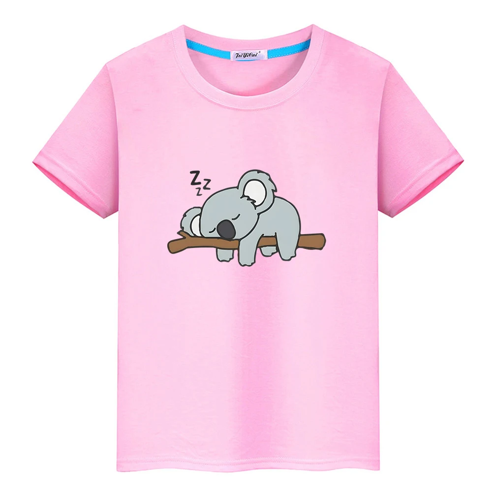 

Футболка австралийская с изображением животных Коала, футболка из 100% хлопка с коротким рукавом и круглым вырезом, милые детские летние футб...