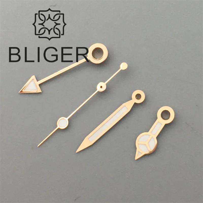Часы BLIGER черные серебристые золотистые розовые стрелки со светящимся кварцевым