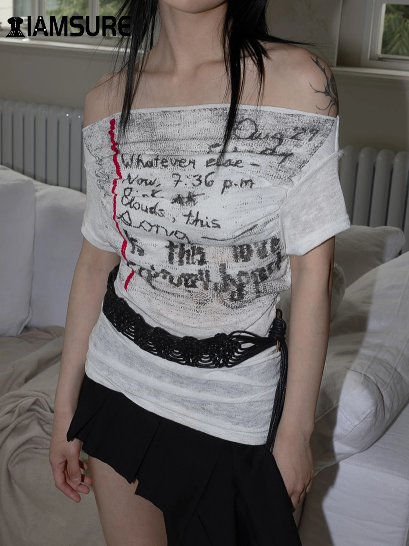 Повседневная футболка IAMSURE с принтом персонажа облегающие футболки открытыми