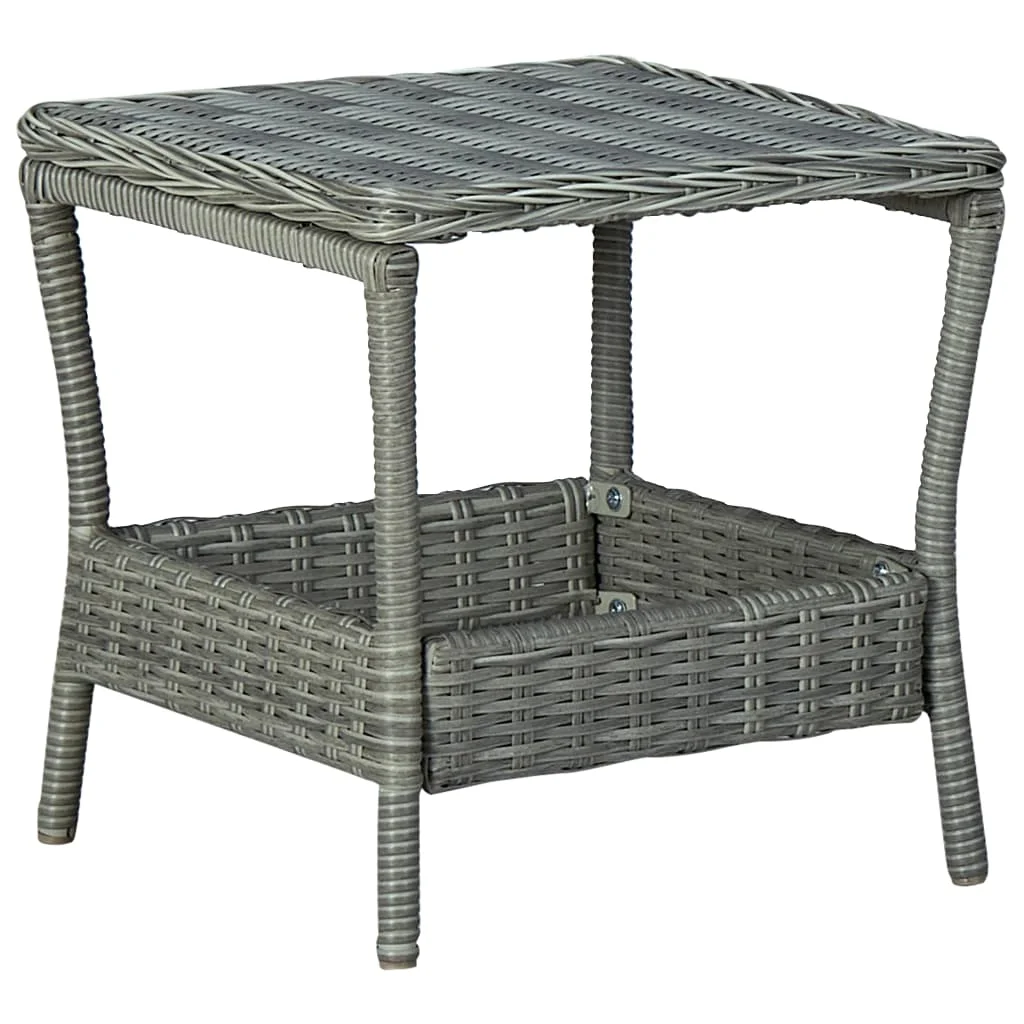 

Outdoor Table, Poly Rattan Patio Deck, Outside Porch Furniture, Balcony Home Decor, Light Gray 17.7"x17.7"x18.3"