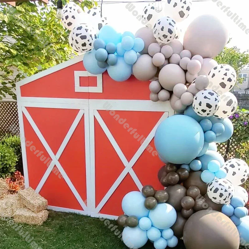 

118 шт., пастельные синие воздушные шары в виде коровы